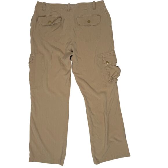 Ralph Lauren Women’s 12 Silk Cargo Pants Beige Utility Style 30" Inseam - Picture 3 of 10